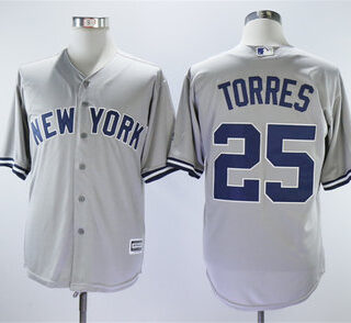 Yankees 25 Gleyber Torres Gray Cool Base Replica Player Jersey