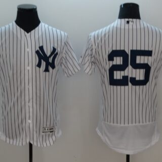 Yankees 25 Gleyber Torres White Flexbase Replica Player Jersey