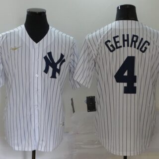 Yankees 4 Lou Gehrig White Nike 2020 Cool Base Jersey