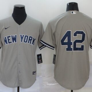 Yankees 42 Mariano Rivera Gray Nike Cool Base Jersey