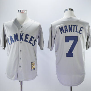 Yankees 7 Mickey Mantle Gray Cooperstown Collection Mitchell & Ness Jersey