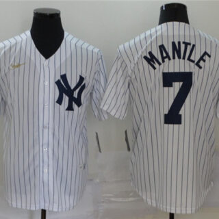 Yankees 7 Mickey Mantle White Nike Cool Base Jersey