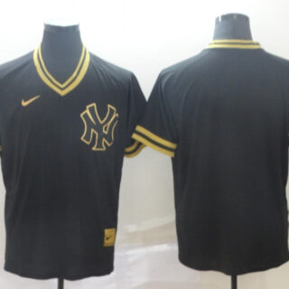 Yankees Blank Black Gold Nike Cooperstown Collection Legend V Neck Jersey