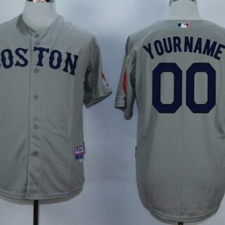 Youth's Boston Red Sox Customized Gray MLB Cool Base Jersey