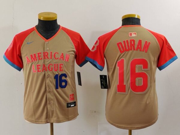 Youth American League #16 Jarren Duran Cream 2024 All-Star Limited Stitched Jerseys