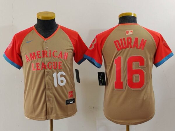 Youth American League #16 Jarren Duran Cream 2024 All-Star Limited Stitched Jerseys