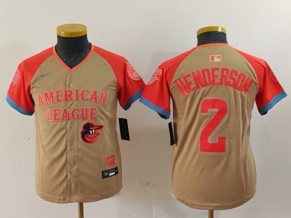 Youth American League #2 Gunnar Henderson Cream 2024 All-Star Limited Stitched Jerseys
