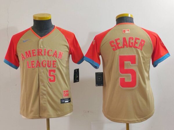 Youth American League #5 Corey Seager Cream 2024 All-Star Limited Stitched Jerseys