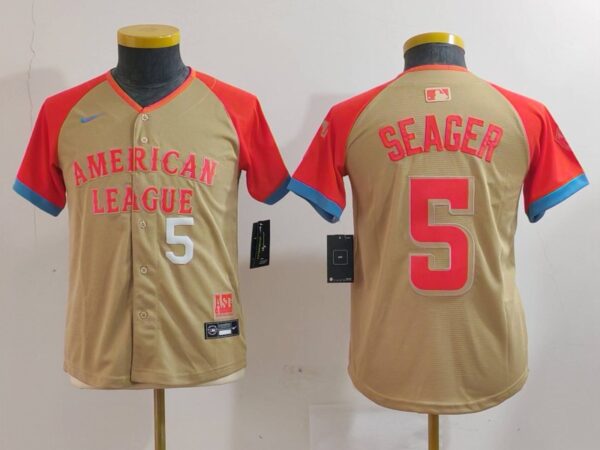 Youth American League #5 Corey Seager Cream 2024 All-Star Limited Stitched Jerseys
