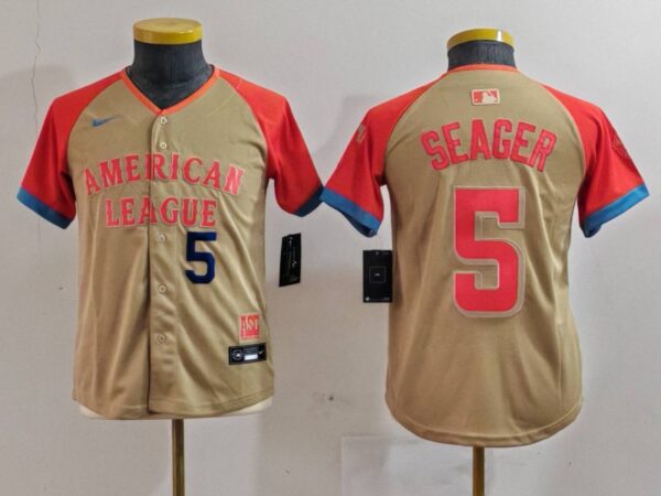 Youth American League #5 Corey Seager Cream 2024 All-Star Limited Stitched Jerseys