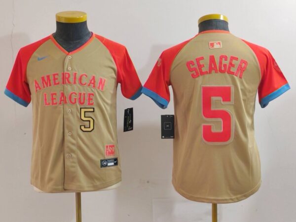 Youth American League #5 Corey Seager Cream 2024 All-Star Limited Stitched Jerseys