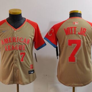 Youth American League #7 Bobby Witt Jr. Cream 2024 All-Star Limited Stitched Jerseys