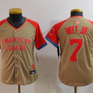Youth American League #7 Bobby Witt Jr. Cream 2024 All-Star Limited Stitched Jerseys