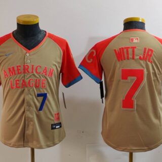 Youth American League #7 Bobby Witt Jr. Cream 2024 All-Star Limited Stitched Jerseys