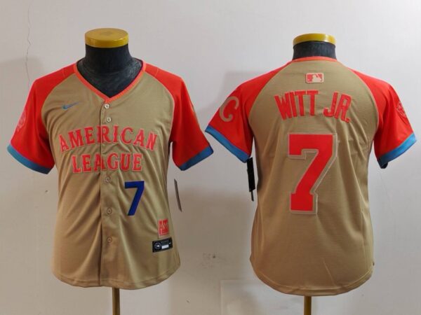 Youth American League #7 Bobby Witt Jr. Cream 2024 All-Star Limited Stitched Jerseys