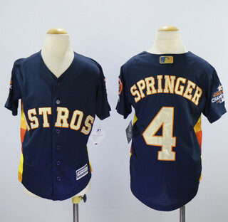 Youth Astros 4 George Springer Navy Youth 2018 Gold Program Cool Base Jersey