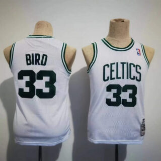 Youth Boston Celtics #33 Larry Bird White Stitched Jersey