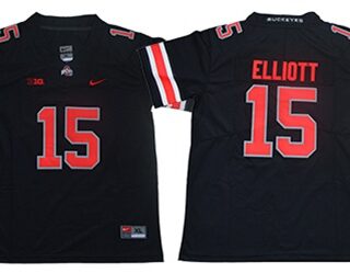 Youth Buckeyes #15 Ezekiel Elliott Blackout Limited Stitched Youth College Jersey