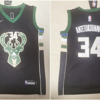 Youth Bucks 34 Giannis Antetokounmpo Black Youth Nike Swingman Jersey