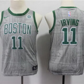 Youth Celtics 11 Kyrie Irving Gray Youth City Edition Nike Swingman Jersey