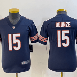 Youth Chicago Bears #15 Rome Odunze Navy 2024 Draft Vapor Stitched Jersey(Run Small)1