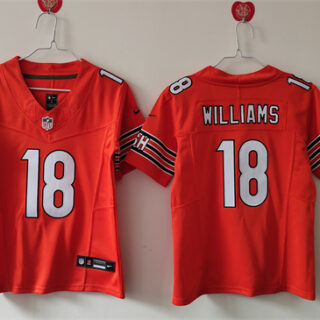 Youth Chicago Bears #18 Caleb Williams Orange 2024 Draft F.U.S.E Vapor Stitched Football Jersey