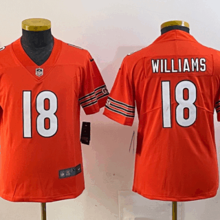 Youth Chicago Bears #18 Caleb Williams Orange 2024 Draft Vapor Stitched Jersey(Run Small) 1