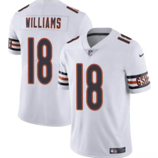 Youth Chicago Bears #18 Caleb Williams White 2024 Draft Vapor Stitched Football Jersey