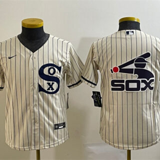Youth Chicago White Sox Cream Team Big Logo Stitched Jersey 03