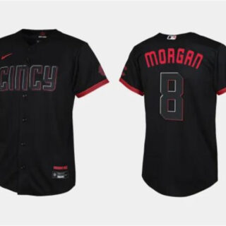 Youth Cincinnati Reds #8 Joe Morgan Black 2023 City Connect Stitched Baseball Jersey