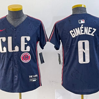 Youth Cleveland Guardians #0 Andrés Giménez Navy 2024 City Connect Limited Stitched Baseball Jerseys