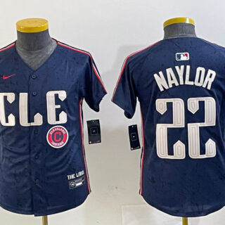 Youth Cleveland Guardians #22 Josh Naylor Navy 2024 City Connect Limited Stitched Jerseys
