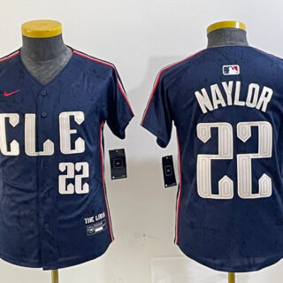 Youth Cleveland Guardians #22 Josh Naylor Navy 2024 City Connect Limited Stitched Jerseys