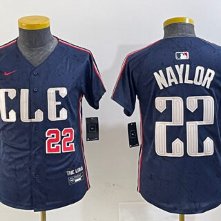 Youth Cleveland Guardians #22 Josh Naylor Navy 2024 City Connect Limited Stitched jerseys