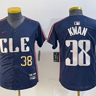 Youth Cleveland Guardians #38 Steven Kwan Navy 2024 City Connect Limited Stitched Baseball Jerseys