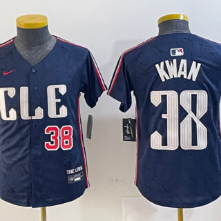 Youth Cleveland Guardians #38 Steven Kwan Navy 2024 City Connect Limited Stitched Baseball Jersey