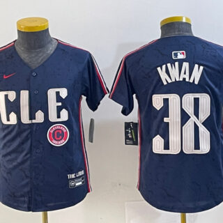 Youth Cleveland Guardians #38 Steven Kwan Navy 2024 City Connect Limited Stitched Baseball Jerseys