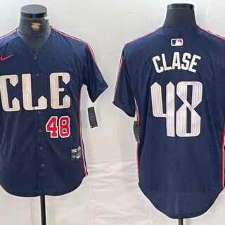 Youth Cleveland Guardians #48 Emmanuel Clase Navy 2024 City Connect Limited Stitched Baseball Jerseys