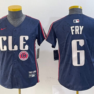 Youth Cleveland Guardians #6 David Fry Navy 2024 City Connect Limited Stitched jerseys