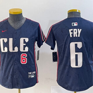 Youth Cleveland Guardians #6 David Fry Navy 2024 City Connect Limited Stitched Jerseys