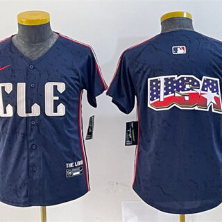 Youth Cleveland Guardians Team Big Logo Navy 2024 City Connect Stitched Baseball JerseyS