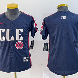 Youth Cleveland Guardians Team Big Logo Navy 2024 City Connect Stitched Baseball Jerseys