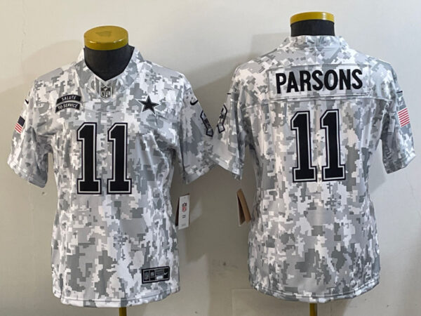 Youth Dallas Cowboys #11 Micah Parsons 2024 F.U.S.E Arctic Camo Salute To Service Limited Stitched Football Jerseys
