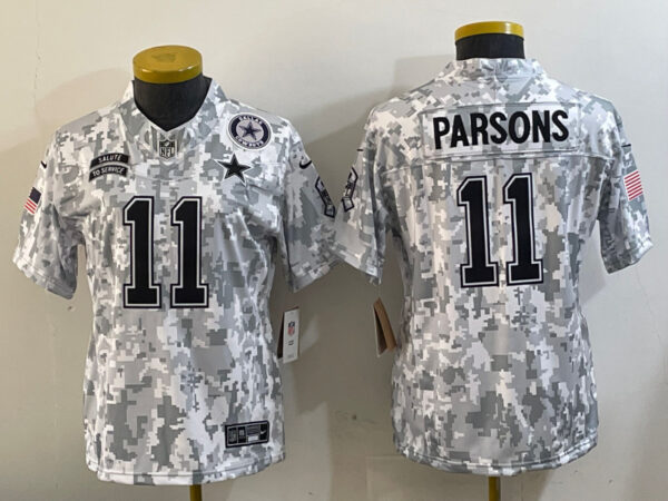 Youth Dallas Cowboys #11 Micah Parsons 2024 F.U.S.E Arctic Camo Salute To Service Limited Stitched Football Jerseys
