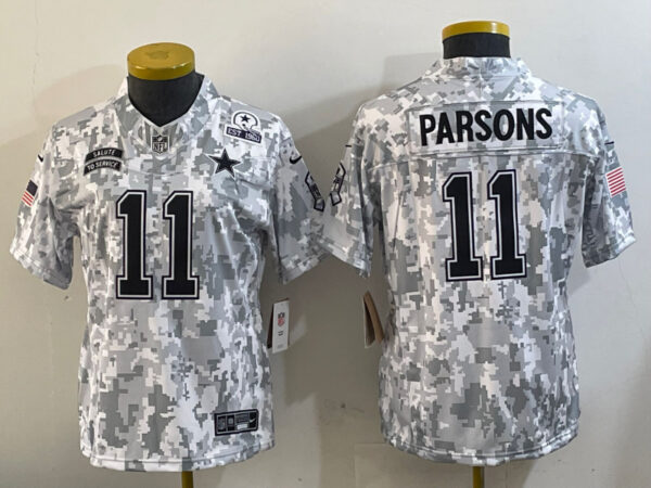 Youth Dallas Cowboys #11 Micah Parsons 2024 F.U.S.E Arctic Camo Salute To Service Limited Stitched Football Jerseys