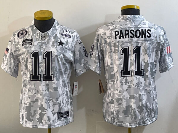 Youth Dallas Cowboys #11 Micah Parsons 2024 F.U.S.E Arctic Camo Salute To Service Limited Stitched Football Jerseys