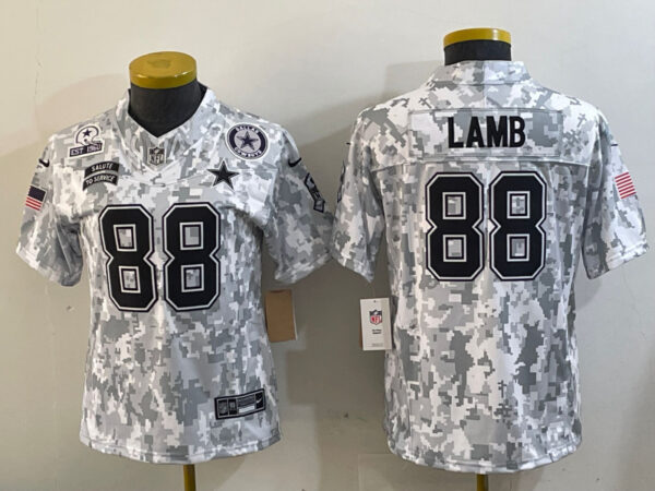 Youth Dallas Cowboys #88 CeeDee Lamb 2024 F.U.S.E Arctic Camo Salute To Service Limited Stitched Football Jerseys