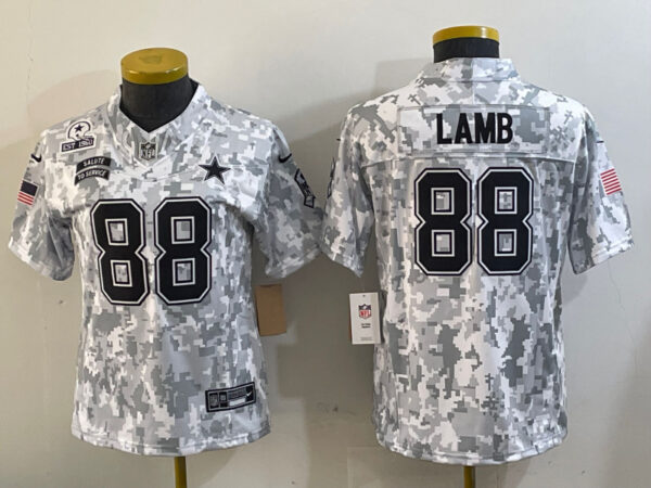 Youth Dallas Cowboys #88 CeeDee Lamb 2024 F.U.S.E Arctic Camo Salute To Service Limited Stitched Football Jerseys