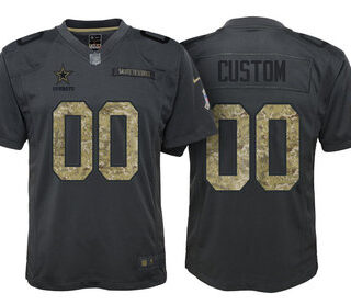 Youth Dallas Cowboys Anthracite Customized Camo 2016 Salute to Service Jersey