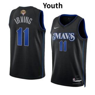 Youth Dallas Mavericks #11 Kyrie Irving Black 2024 Finals City Edition Stitched Basketball Jersey